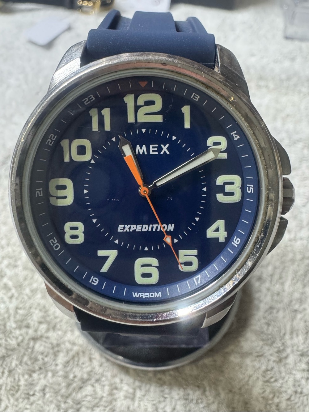 Timex Expedition Blue Dial with Orange Accents